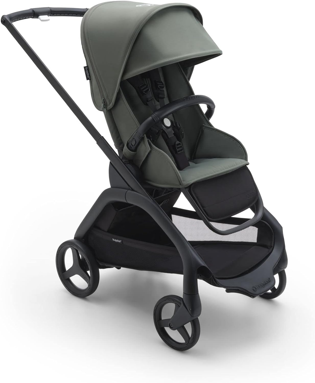 Bugaboo Carrinho de bebê Dragonfly City, carrinho de bebê leve e compacto com dobra fácil com uma mão em qualquer posição, suspensão total, cesta XL sob o assento, chassi preto e capota solar verde floresta