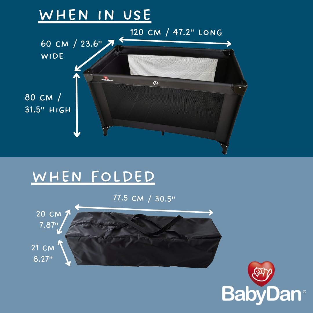 BabyDan Berço de viagem extra grande, 60x120cm (cercadinho para bebês) - Conforto versátil para o sono e a brincadeira do seu bebê