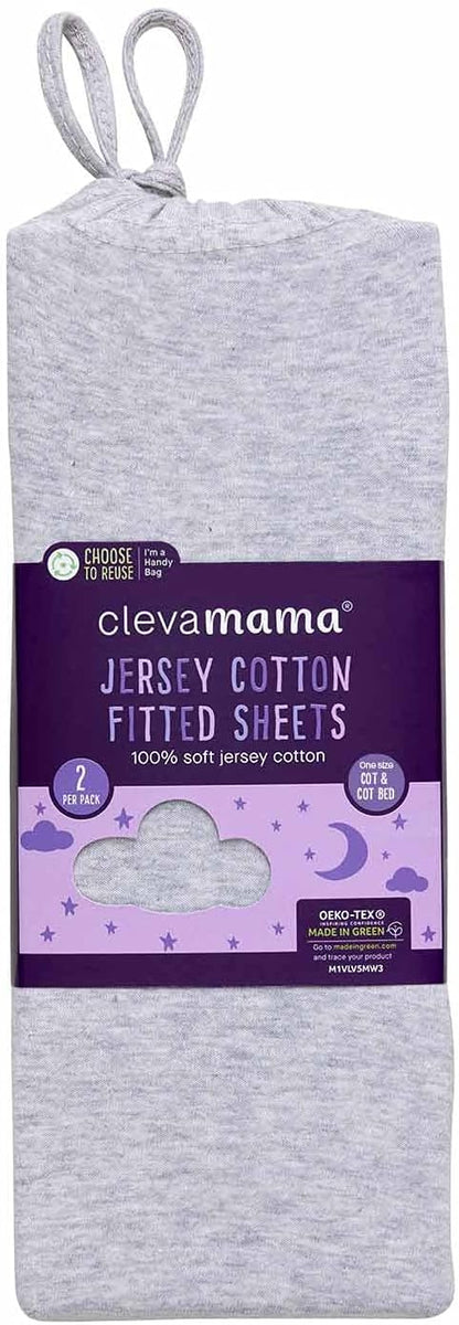 Clevamama Lençóis de algodão jersey berço e cama 70x140x12cm - azul (2pk)