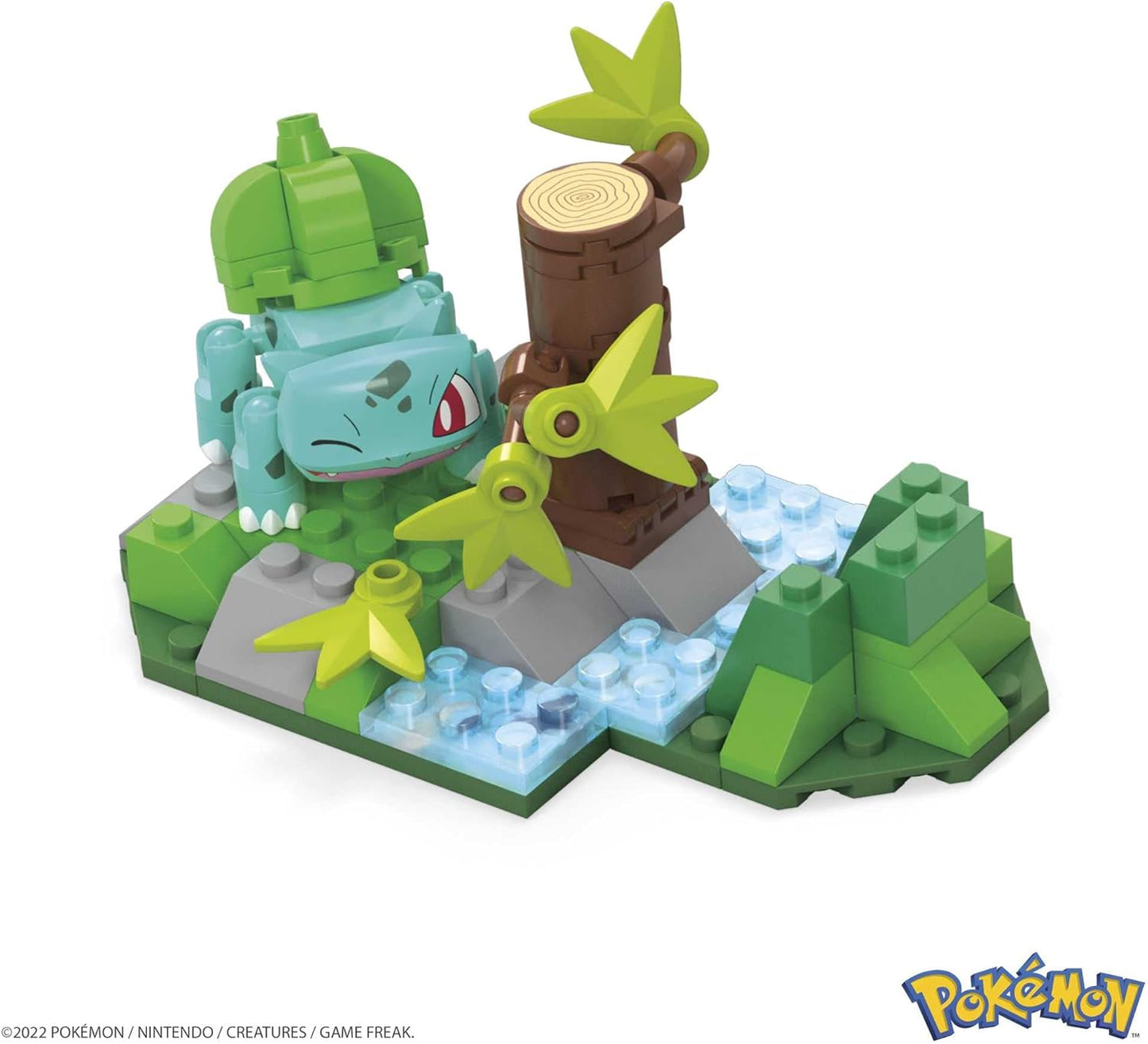 MEGA Conjunto de construção Forest Fun Pokémon Bulbasaur com 82 peças e peças compatíveis que se conectam com outros mundos, conjunto de brinquedo para presente para maiores de 7 anos