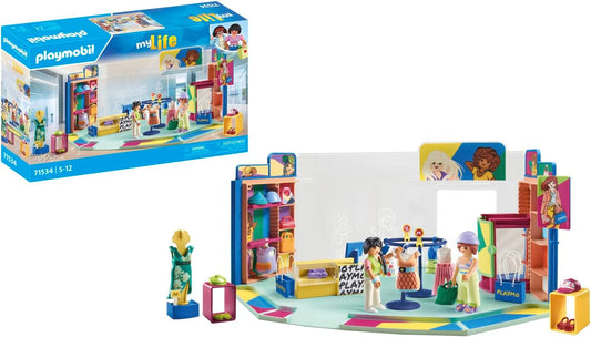 Playmobil 71534 myLife: Fashion Store, experiência de compra emocionante na loja de moda, incluindo checkout, vitrine e muitos itens de roupas, conjuntos de jogos detalhados adequados para crianças de 5 anos ou mais