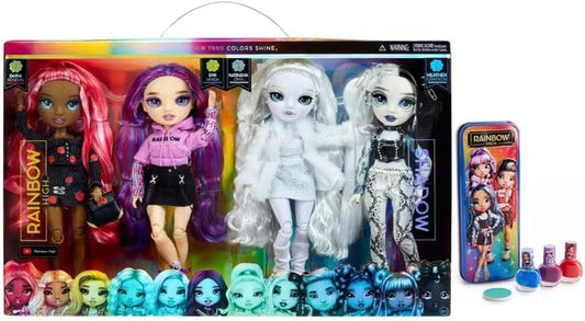 Rainbow High &amp; Shadow High Collectors Fashion Doll Exclusivo juego de 4 muñecas - Daria Roselyn - EMI Vanda - Natasha Zima - Heather Grayson con kit de accesorios para uñas