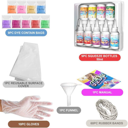 Deluxe Desire Kit Tie Dye – Conjunto de 9 cores de tinta para tingir tecidos, roupas – Kits de Tie Dye de artesanato criativo Jogos de atividades para adultos e crianças