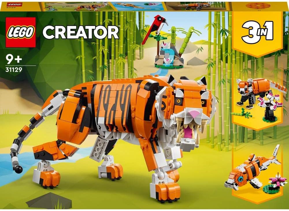 LEGO Criador 3 em 1 animais selvagens de safari, brinquedo de girafa para figuras de gazela para modelo de leão, conjunto para crianças, meninas e meninos de 9 anos ou mais, inclui flamingo e borboleta, presentes da natureza