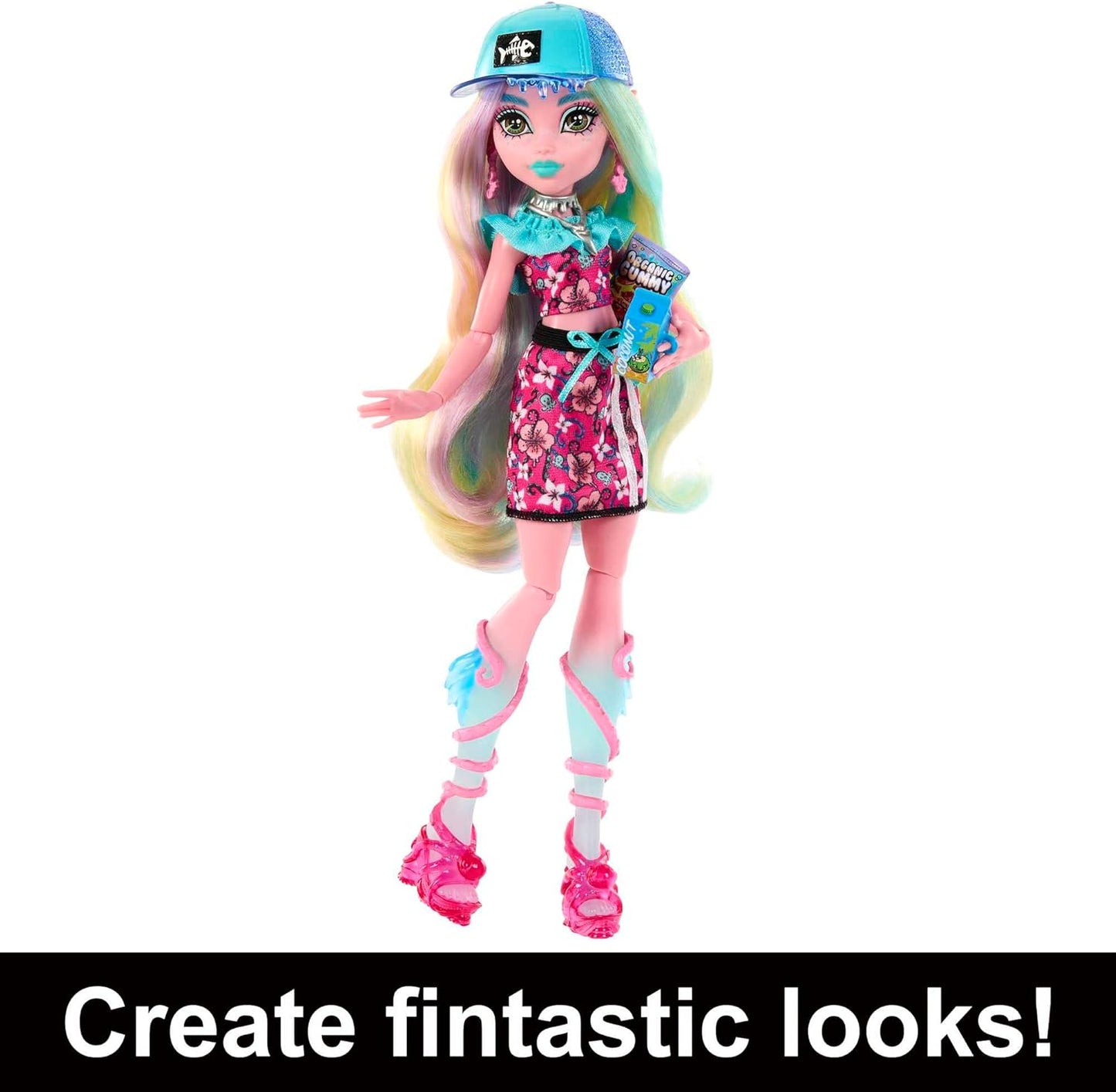 Monster High Boneca e conjunto de moda, Lagoona Blue com armário de vestir e mais de 19 surpresas, Skulltimate Secrets, HKY64