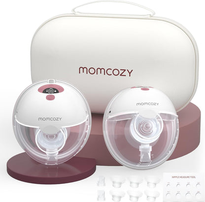 Momcozy Bomba tira leite Dupla mãos livres M5, bomba tira leite vestível para boca de bebê, flange duplamente selada com 3 modos e 9 níveis, bomba tira leite elétrica portátil - 24 mm (2, vermelha)