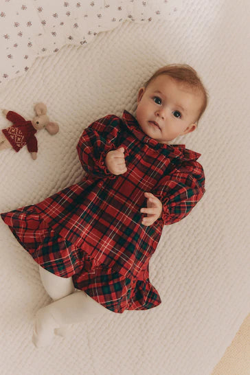 |BabyGirl| Vestido Xadrez Vermelho Para Bebê (0 meses a 2 anos)