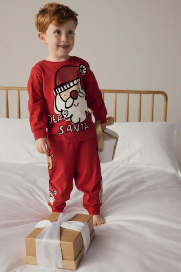 |Niño| Pijama Navideño Único 100% Algodón - Personajes de Papá Noel Rojo (9 meses a 12 años)