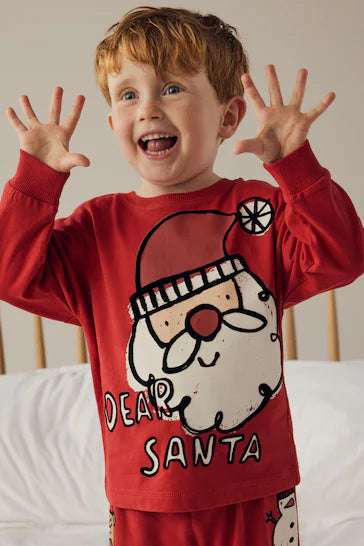 |Boy| Pijama De Natal Único 100% Algodão - Personagens Do Papai Noel Vermelho (9 meses a 12 anos)