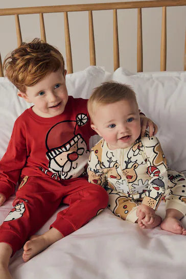 |Boy| Pijama De Natal Único 100% Algodão - Personagens Do Papai Noel Vermelho (9 meses a 12 anos)