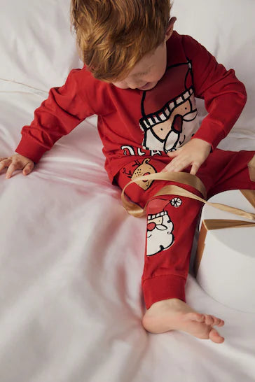 |Boy| Pijama De Natal Único 100% Algodão - Personagens Do Papai Noel Vermelho (9 meses a 12 anos)