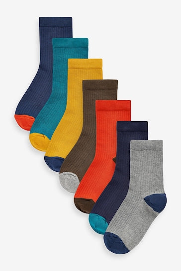 |Bebé| Pack de 7 calcetines canalé multicolor