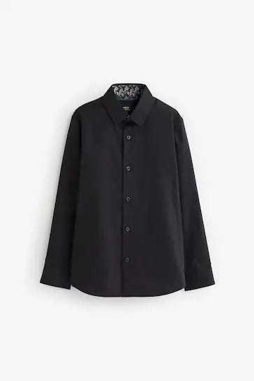 |Boy| Camisa Preta Com Acabamento Elegante (3-16 anos)