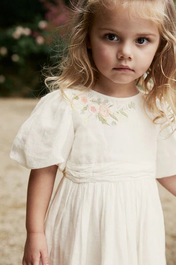 |BigGirl| Vestido Branco De Algodão Bordado (3 meses - 10 anos)