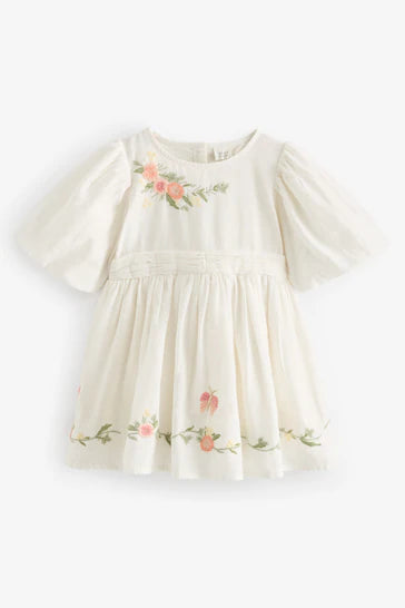 |BigGirl| Vestido Branco De Algodão Bordado (3 meses - 10 anos)