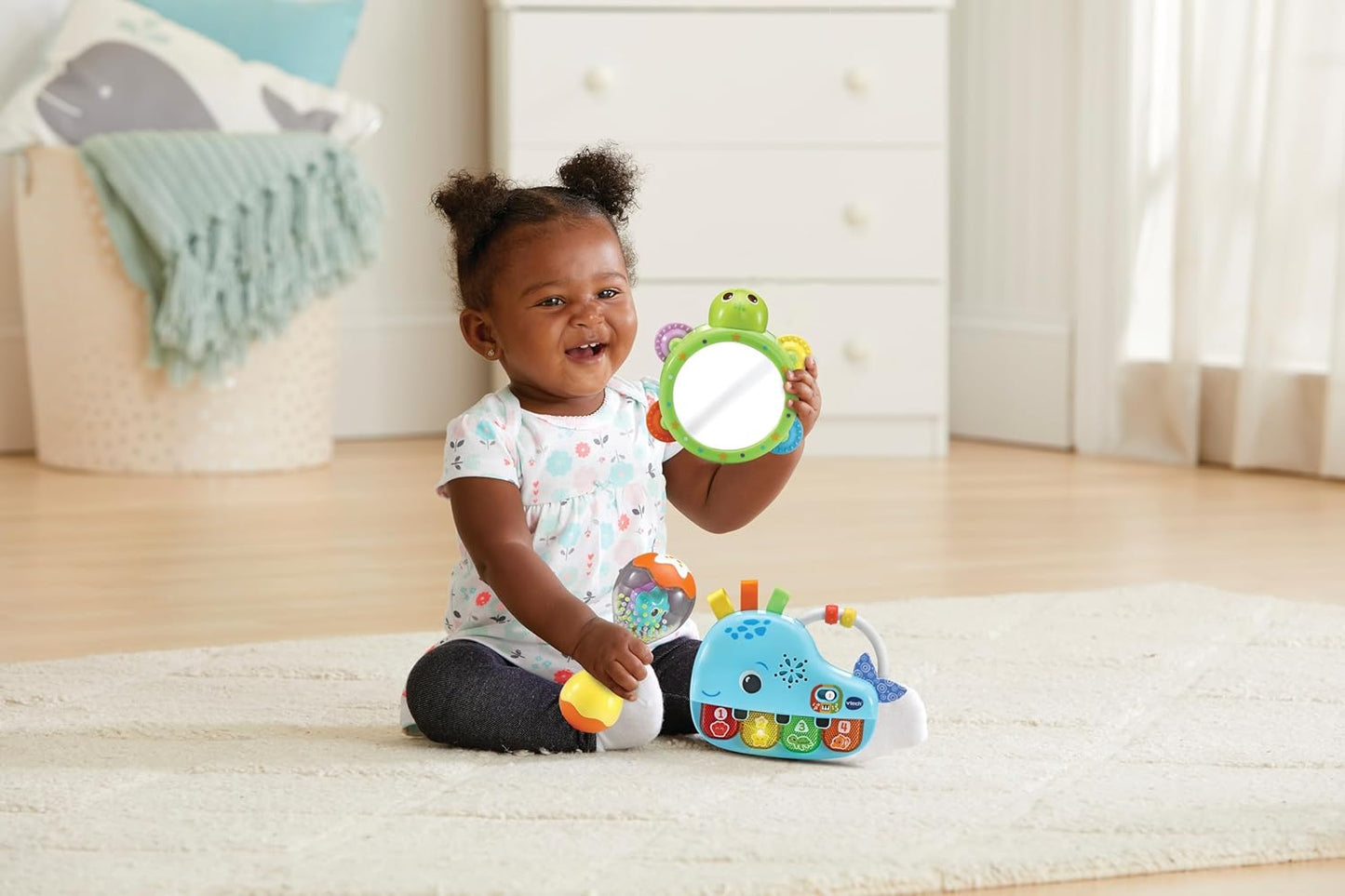 VTech Baby Ocean Buddies Animal Band, 3 instrumentos musicais interativos com sons e frases, ensina animais e cores, brinquedo musical, presente para bebês de 3, 6, 12, 18 meses ou mais, versão em inglês