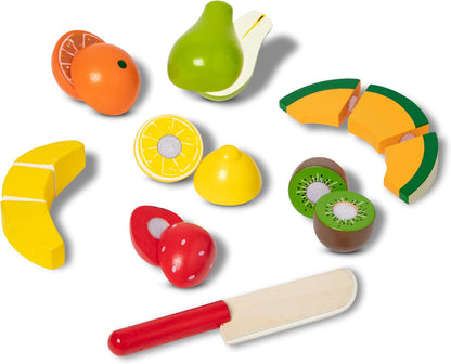 Melissa & Doug Conjunto de corte de brinquedos de frutas de madeira | Crianças brincam com comida | Brinquedos de dramatização para crianças | Acessórios de cozinha para crianças | 3+ | Presente para menino ou menina, preto