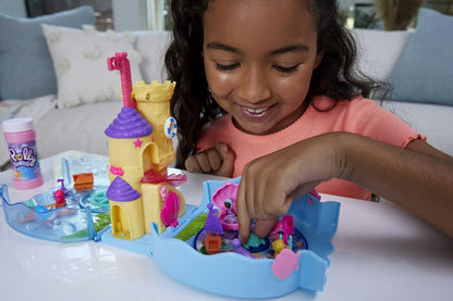 Polly Pocket Aquário Bubble com tema subaquático, 2 recursos para fazer bolhas, piscina, boneca Micro Polly e sereia, solução para bolhas e 18 acessórios, recurso pop e swap, presente para maiores de 4 anos