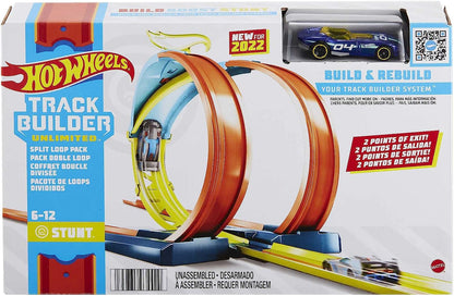 Hot Wheels Track Builder Unlimited Split Loop Pack, Loop com 2 opções de saída, conecta-se a outros conjuntos, inclui 1 carro Hot Wheels, presente para crianças a partir de 6 anos, HDX77