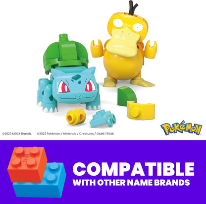 MEGA Conjunto de brinquedos de construção Pokémon Squirtle e Cubone com 45 peças, 2 personagens articulados e Pokébola, 2 polegadas de altura, para crianças, HXP15