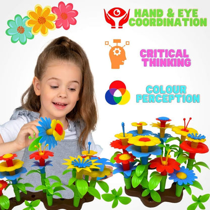 Desire Deluxe Girls Toys para meninas de 3 anos, conjunto de blocos de construção de brinquedos de jardim de flores para bebês e crianças - arranjo floral interno e externo para crianças, 104 peças