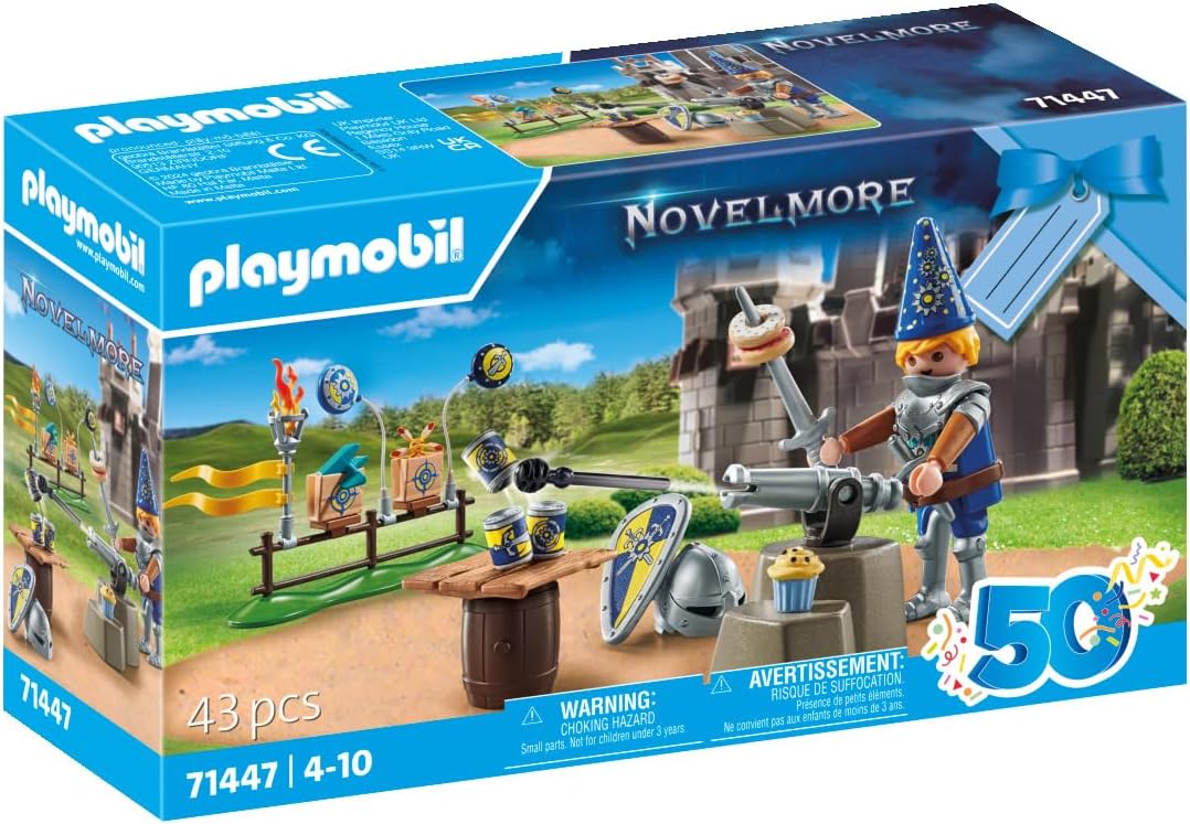 Playmobil  71447 Novelmore: Aniversário do Cavaleiro, celebração cheia de ação com o Príncipe Arwynn, duelos e acessórios emocionantes, encenação divertida e imaginativa, conjuntos de jogos artísticos adequados para crianças a partir de 4 anos