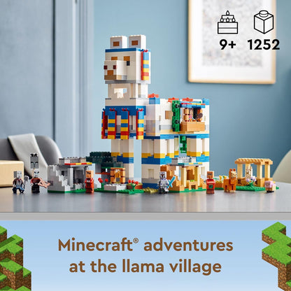 LEGO Minecraft The Llama Village Farm House Toy Building Set 21188, ideia de presente Minecraft para crianças, meninos, meninas com mais de 9 anos de idade, crie uma vila Minecraft com 6 edifícios e minifiguras personalizáveis