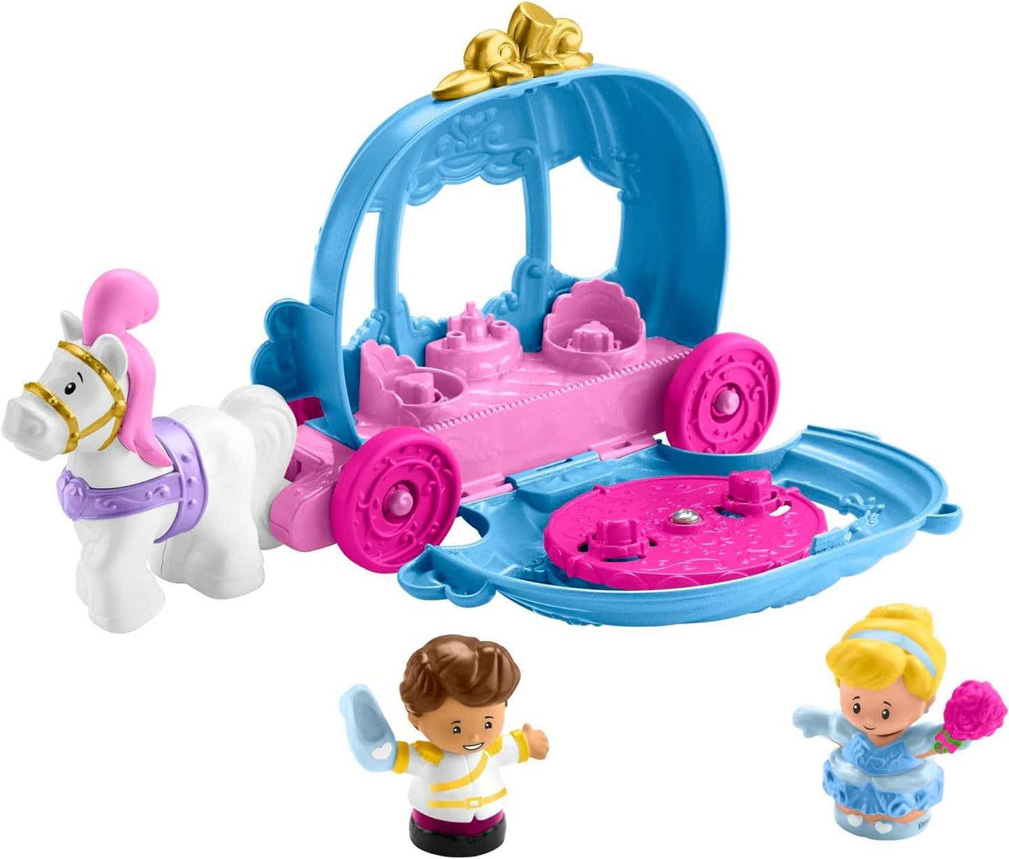 Fisher-Price Brinquedo infantil para crianças pequenas Disney Princess Cinderela's Dancing Carriage Playset com figuras para brincar de faz-de-conta com mais de 18 meses, HGP76