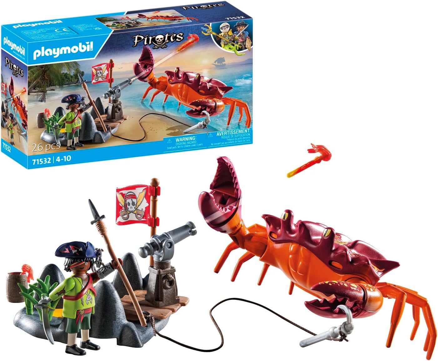 Playmobil 71532 Piratas: Lute com o Caranguejo Gigante, mundo pirata de fantasia, encenação divertida e imaginativa, conjuntos de jogos adequados para crianças a partir de 4 anos