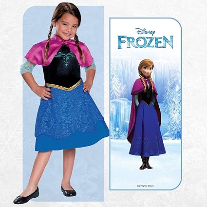 DISGUISE  Disney Official Frozen Travelling Anna Traje padrão infantil, vestido de princesa para meninas