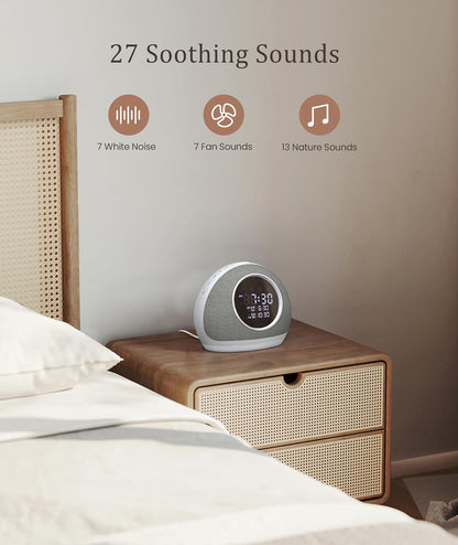 Dreamegg Máquina de ruído branco, máquina de som de ruído branco com 27 sons relaxantes para dormir, 9 luzes noturnas, 5 sons de despertar, display digital e regulável, temporizador de sono para máquina de som para adultos, crianças, bebês