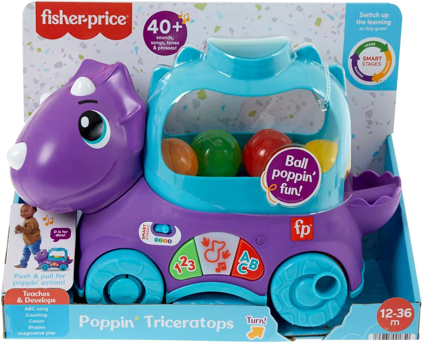 Fisher-Price Poppin´Dino, Versión: Inglés, Reino Unido; Italiano; Portugués; Español, Castellano, HNR52