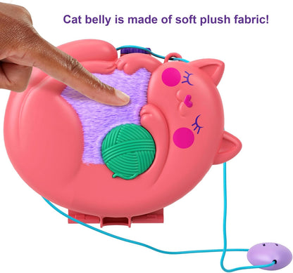 Polly Pocket estrelando Shani Cuddly Cat Purse, tema Pet Vet com 2 micro bonecas e 18 acessórios, recurso Pop & Swap Peg, ótimo presente para maiores de 4 anos, HGT16