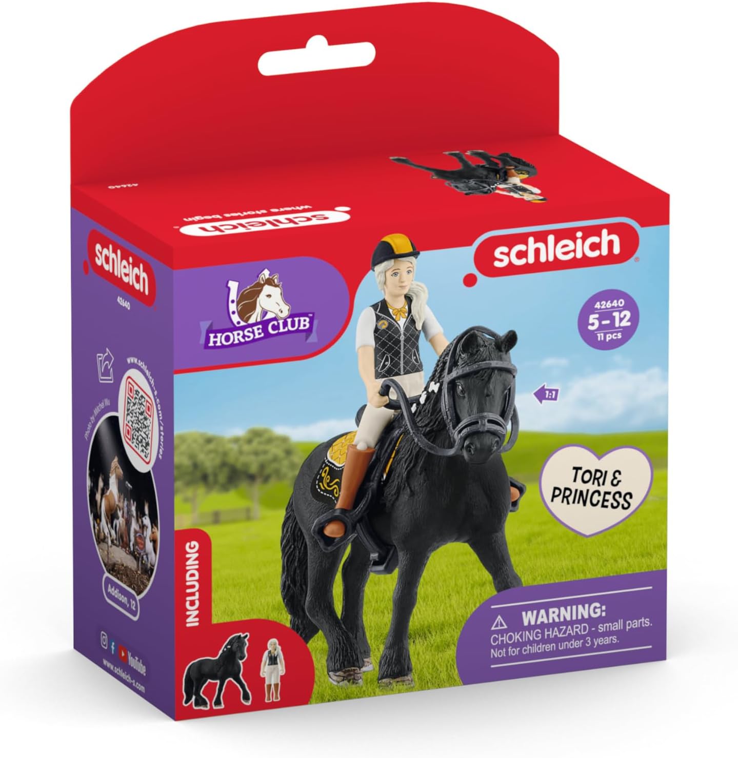 Schleich 42640 HORSE CLUB Horse Club Tori & Princess Playset para maiores de 5 anos, preto, Ocean Tides