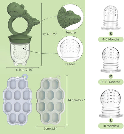 btrfe Molde de picolé de leite materno para bebê com chupeta alimentadora de frutas para bebês - btrfs Bandeja de silicone para congelar mordidinhas para bebês, recipientes de armazenamento de alimentos para dentição de crianças pequenas e alimentação