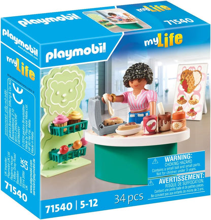 Playmobil 71540 myLife: Sweets Stand, deliciosos lanches para energia, incluindo waffles, pirulitos e doces, conjuntos de jogos detalhados adequados para crianças a partir de 5 anos