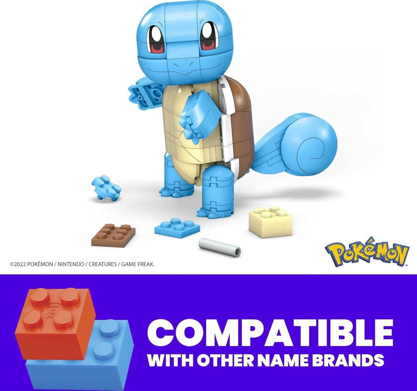 MEGA Conjunto de construção de brinquedo Pokémon Build & Show Squirtle e Pokémon Build & Show Charmander, 4 polegadas de altura, articulável, 185 tijolos e peças, para meninos e meninas, de 7 anos ou mais - GKY96