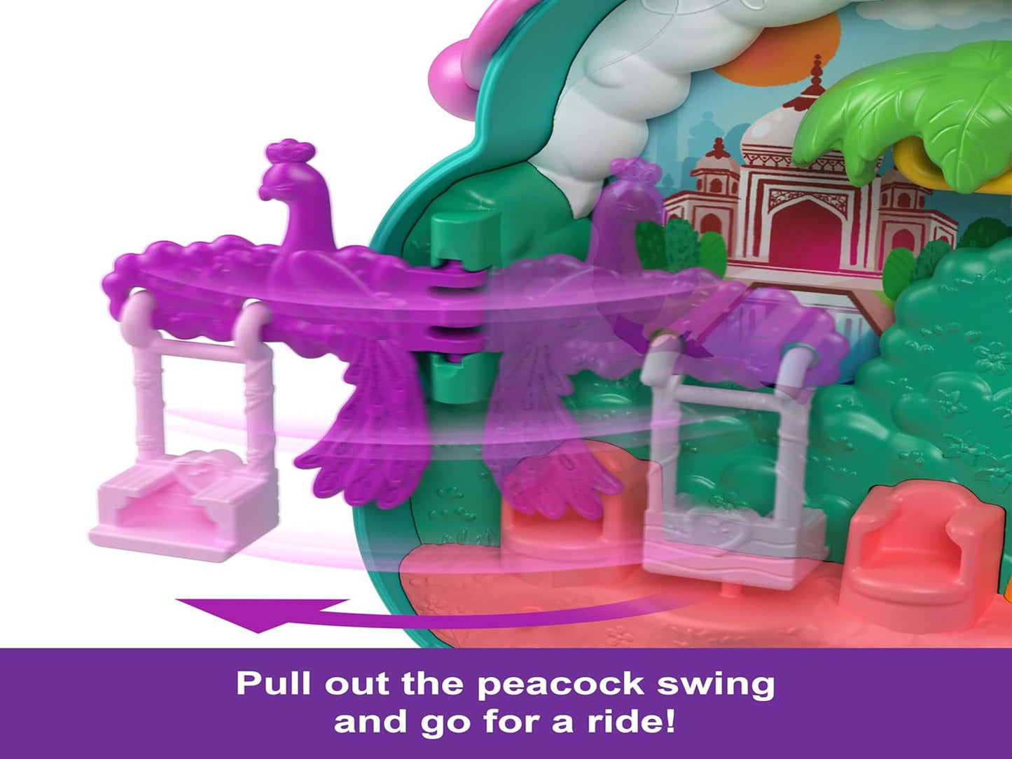 Polly Pocket Dolls e Playset, Peacock Garden Compact, brinquedo de viagem com 2 micro bonecas e animais de estimação, acessórios para animais