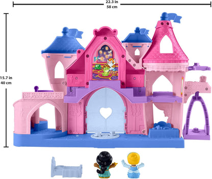 Fisher-Price Little People Toddler Playset Disney Princess Magical Lights & Dancing Castle Brinquedo musical com 2 figuras para maiores de 18 meses, HND55