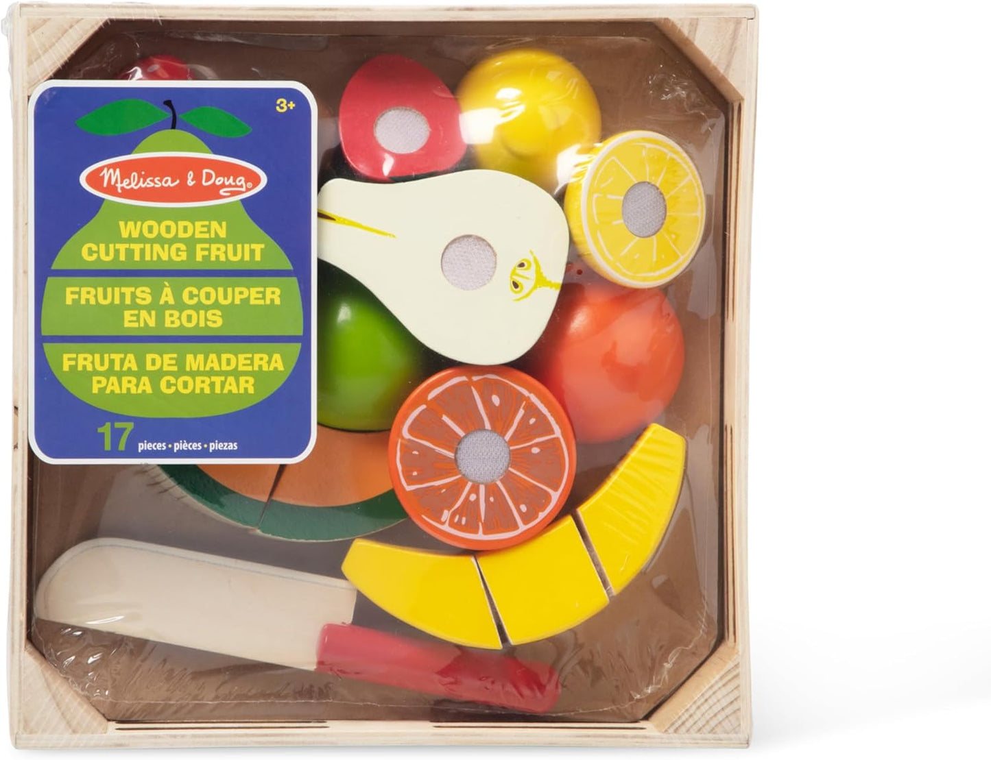 Melissa & Doug Conjunto de corte de brinquedos de frutas de madeira | Crianças brincam com comida | Brinquedos de dramatização para crianças | Acessórios de cozinha para crianças | 3+ | Presente para menino ou menina, preto