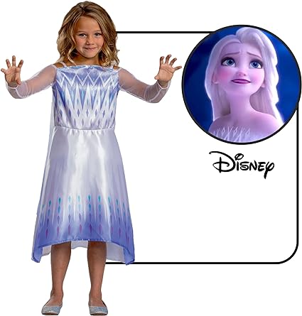 DISGUISE Disfraz oficial estándar de Elsa y Reina de las Nieves de Disney para niños, disfraz de Elsa para niñas, disfraz de Halloween y Navidad