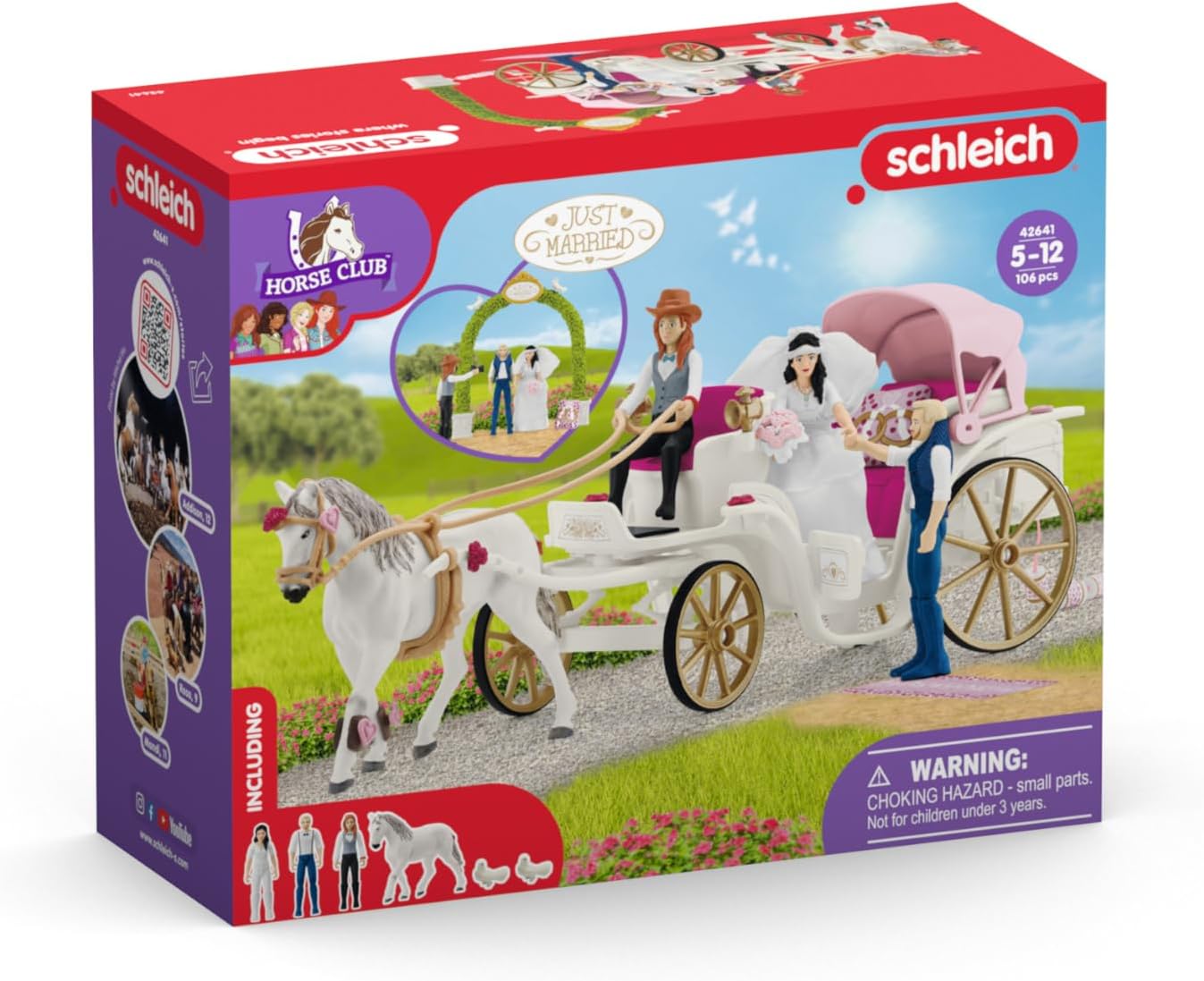 Schleich 42641 HORSE CLUB Conjunto de carruagem de casamento para maiores de 5 anos, Ocean Tides