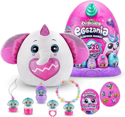 Rainbocorns Eggzania Surprise Mania Peanuts the Elephant - Pelúcia colecionável - Mais de 20 surpresas dentro, 28 cm, Cuddle Plush Stuffed Animal, anéis, pulseiras, adesivos, acessórios vestíveis