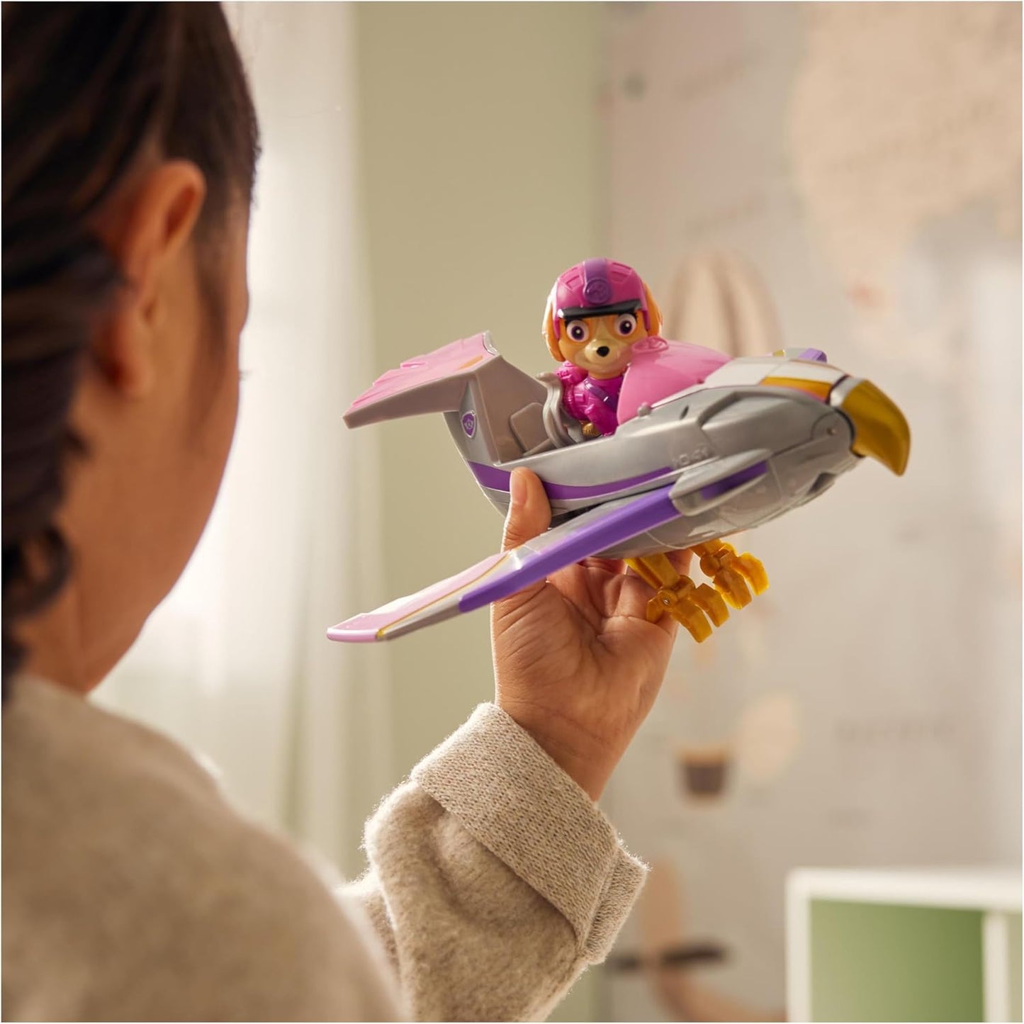 Paw Patrol Jungle Pups, Skye Falcon Vehicle, Toy Jet com boneco de ação colecionável, brinquedos infantis para meninos e meninas de 3 anos ou mais