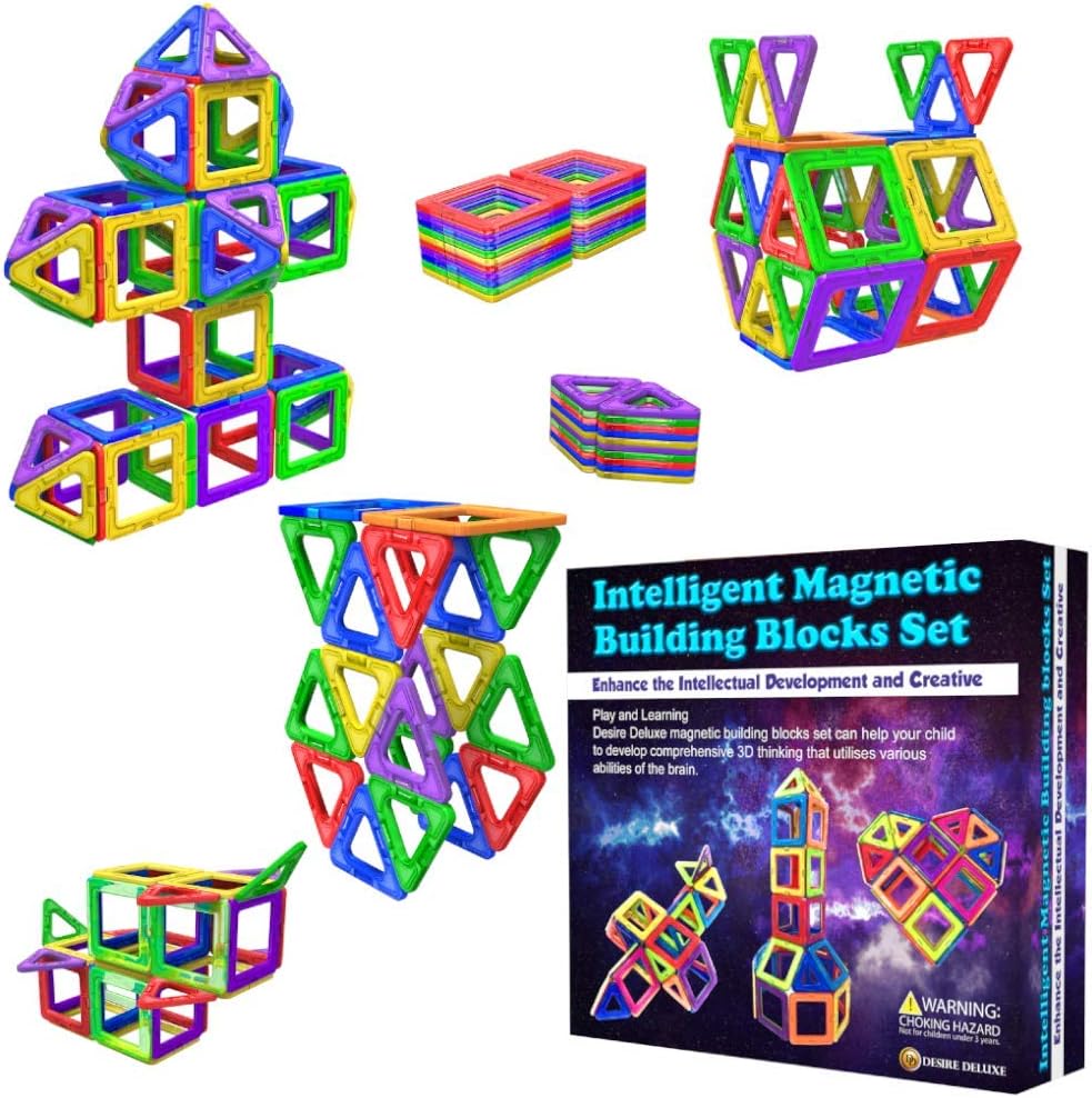 Blocos de construção magnéticos Desire Deluxe 40 peças Conjunto de brinquedos de construção para crianças Jogo | STEM Criatividade Educacional Blocos de brinquedo magnéticos para meninos e meninas de 3, 4, 5, 6 e 7 anos de idade