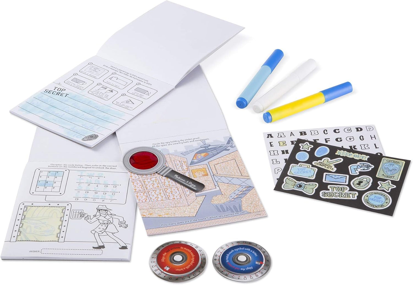 Melissa & Doug Secret Decoder Role Play Detective Kit | Kit espião para pacotes de atividades infantis | Livro de atividades de jogos de viagem | Atividades de Avião | Presentes para meninos ou meninas de 7 anos