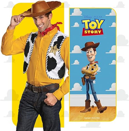 DISGUISE Disney oficial woody traje adulto kit, traje de história de brinquedo para adultos halloween fantasia vestir-se um tamanho