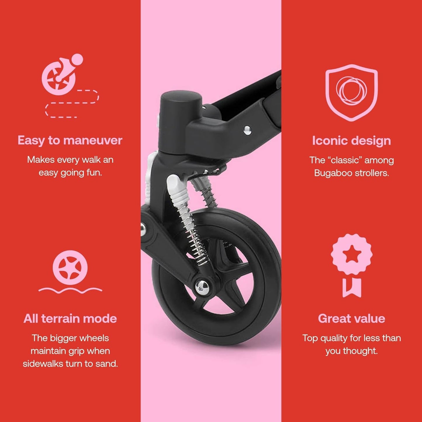 Bugaboo Cameleon 3 Plus, carrinho de bebê 2 em 1 com guiador reversível, moldura preta e tecidos pretos