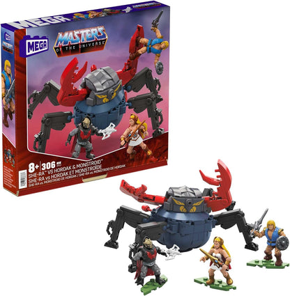 MEGA Masters of the Universe She-Ra vs Hordak & Monstroid MOTU Fan Colecionador Toy Car Building Set, figura do Príncipe Adam, para meninos e meninas com mais de 8 anos