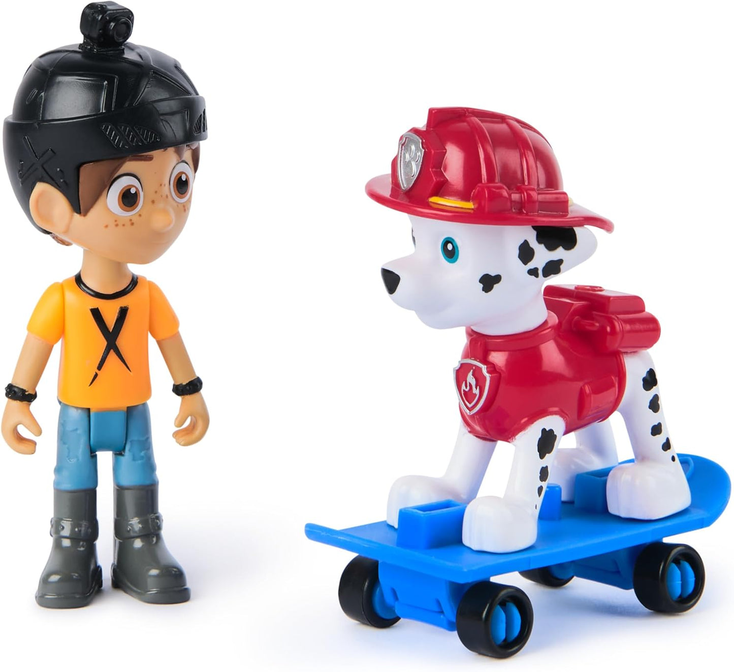 Paw Patrol Marshall y Daring Danny X Figuras con monopatín, juguetes para niños y niñas de 3 años en adelante